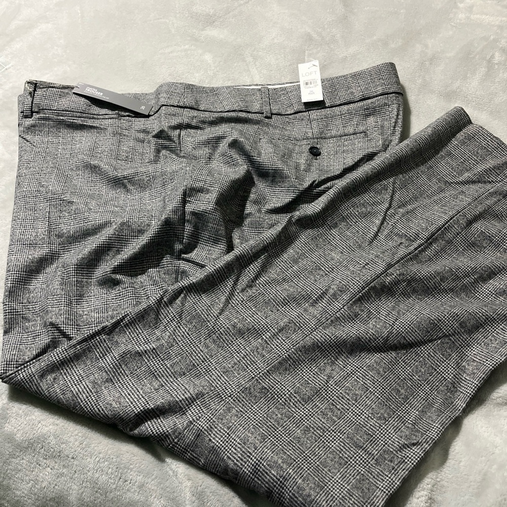 NEW Loft Plus Marisa Straight Through the Hip Trousers Pants 26 Black Plaid